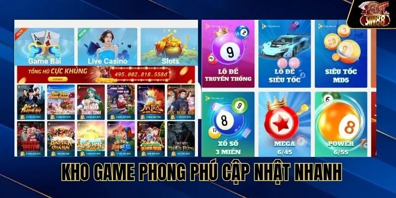 Kho game phong phú, cập nhật nhanh
