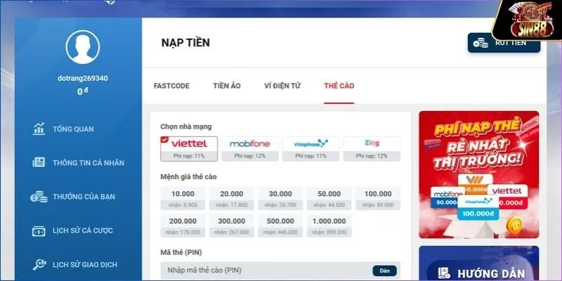 Nạp vốn vào quỹ qua thẻ cào